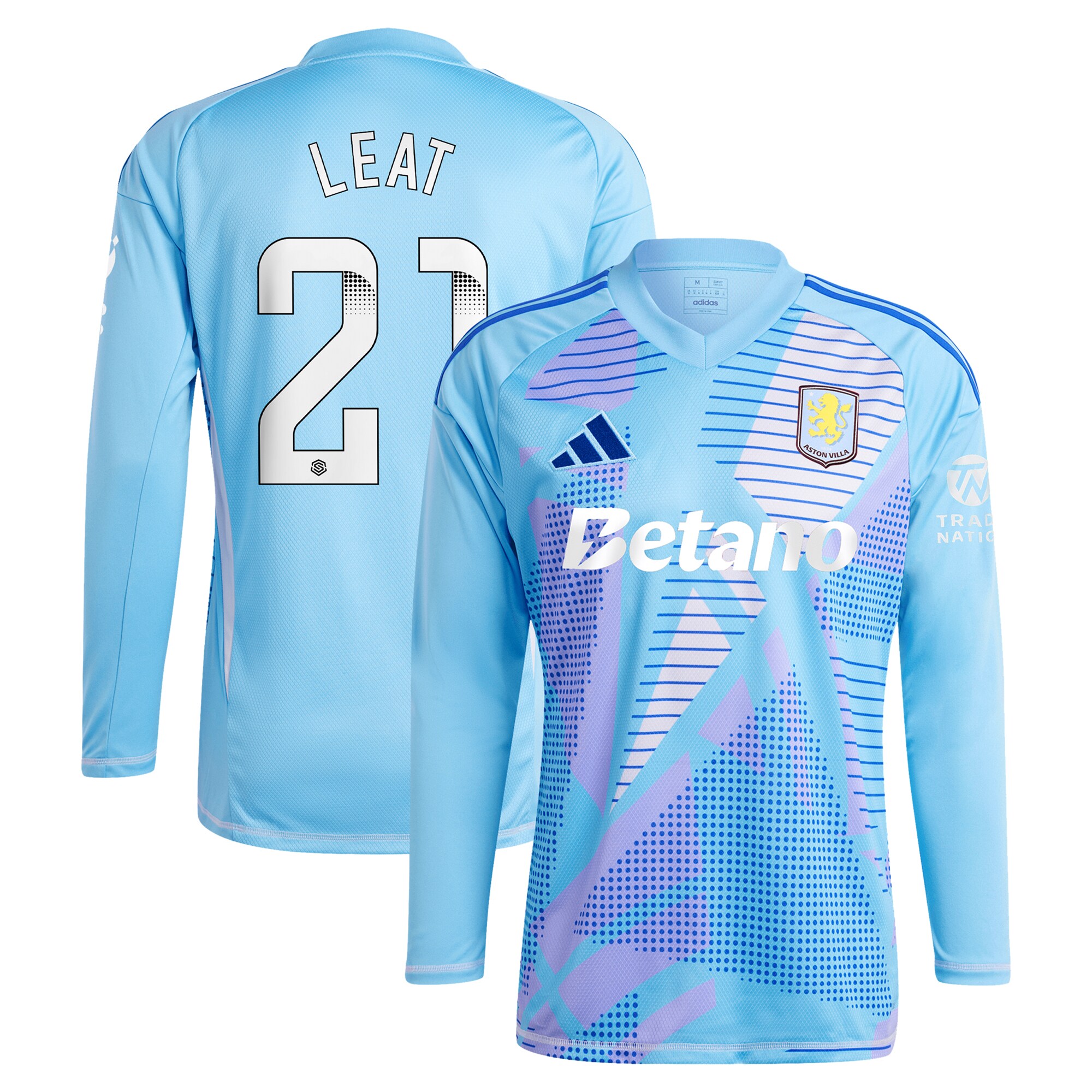 aston villa wsl adidas goalkeeper shirt 2024-25 – long sleeve with leat 21 printing – 202030996 Collection | Official Aston Villa Kits for Fans