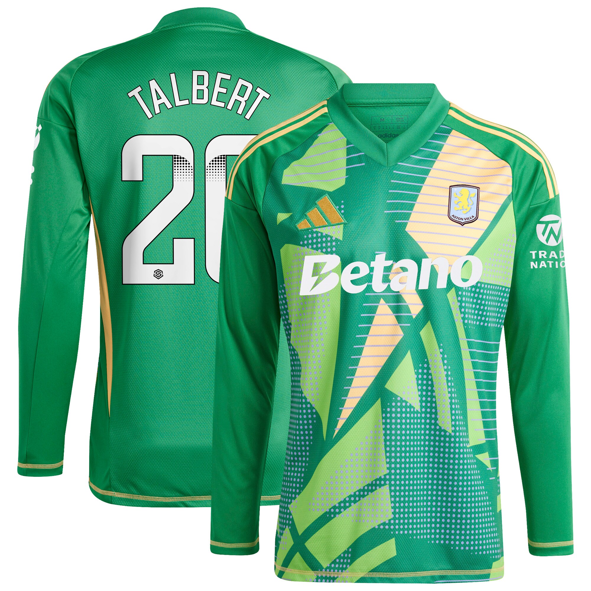 aston villa wsl adidas goalkeeper shirt 2024-25 – long sleeve with talbert 26 printing 202849399 Collection | Official Aston Villa Kits for Fans