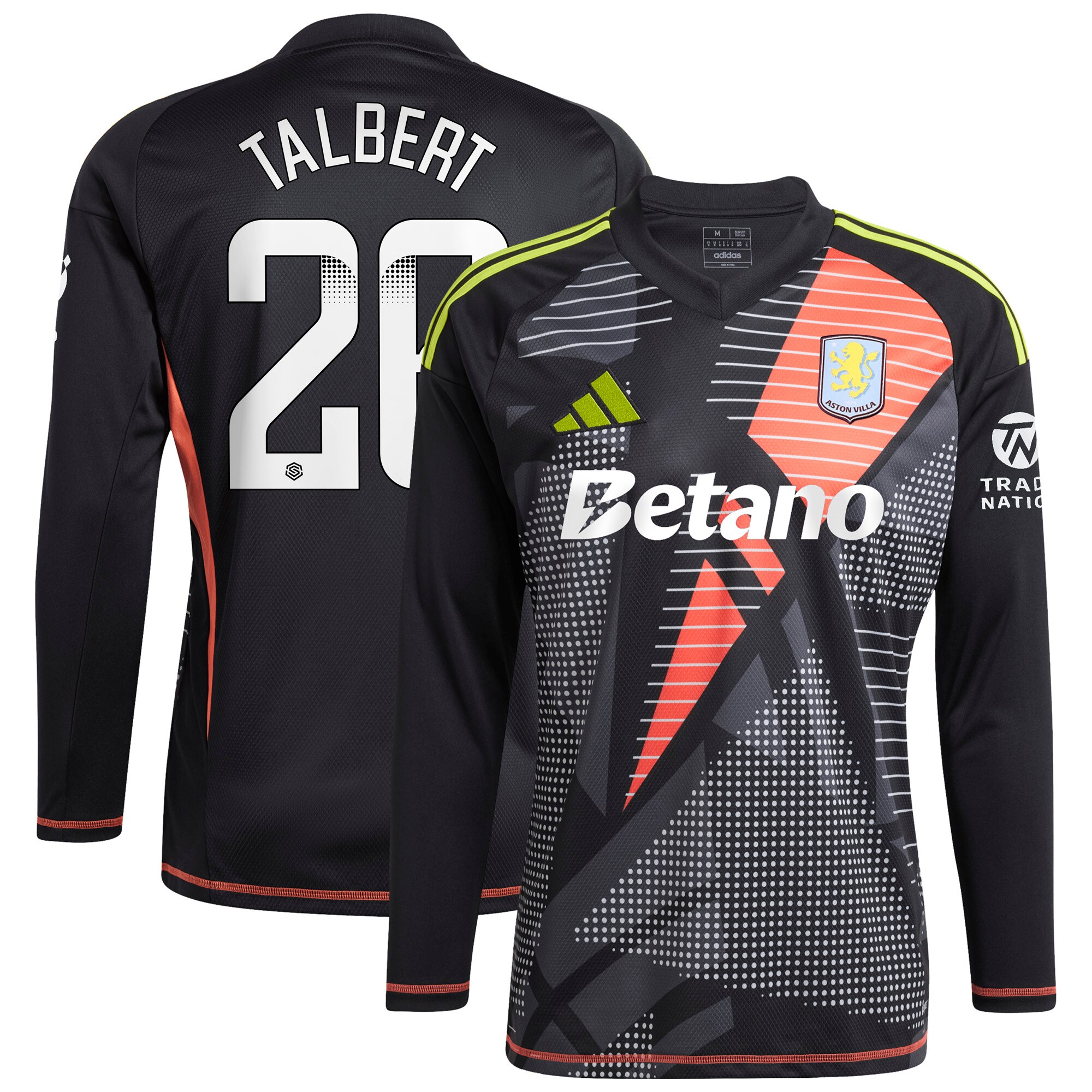 aston villa wsl adidas goalkeeper shirt 2024-25 – long sleeve with talbert 26 printing Collection | Official Aston Villa Kits for Fans