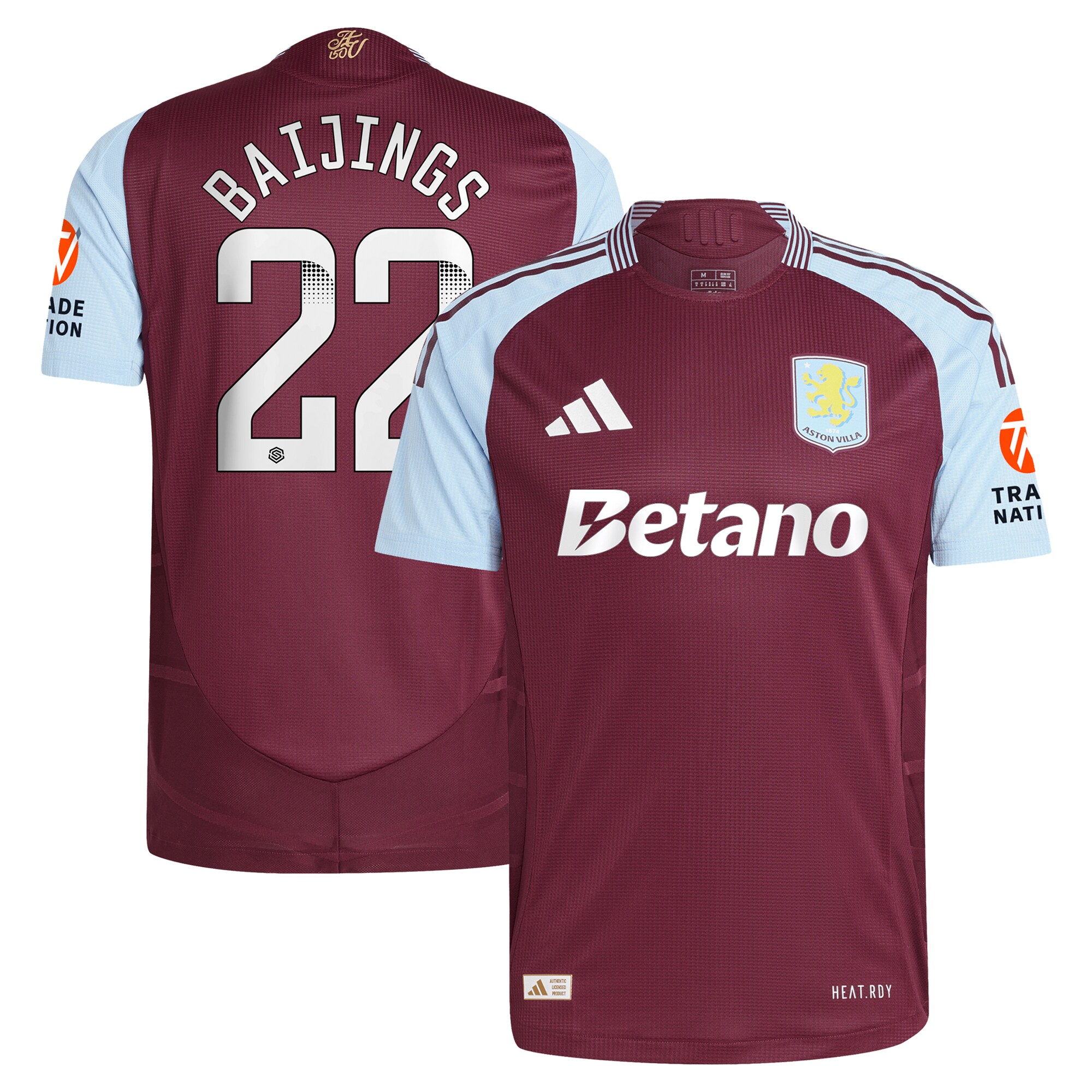 aston villa wsl adidas home authentic shirt 2024-25 with baijings 22 printing Collection | Official Aston Villa Kits for Fans