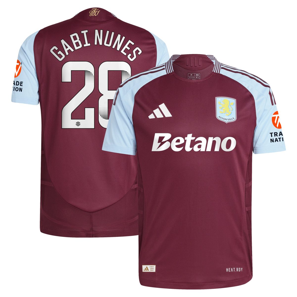aston villa wsl adidas home authentic shirt 2024-25 with gabi nunes 28 printing Collection | Official Aston Villa Kits for Fans