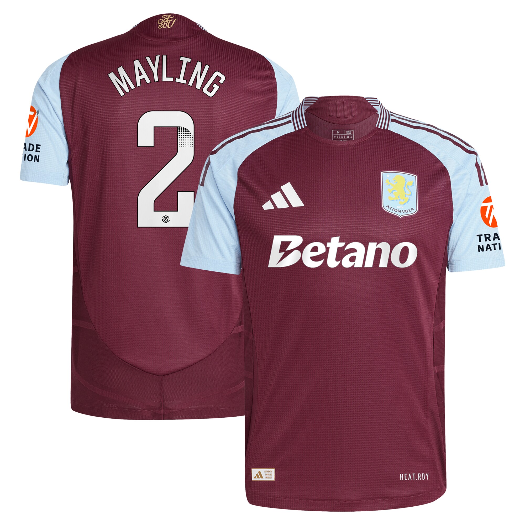 aston villa wsl adidas home authentic shirt 2024-25 with mayling 2 printing Collection | Official Aston Villa Kits for Fans
