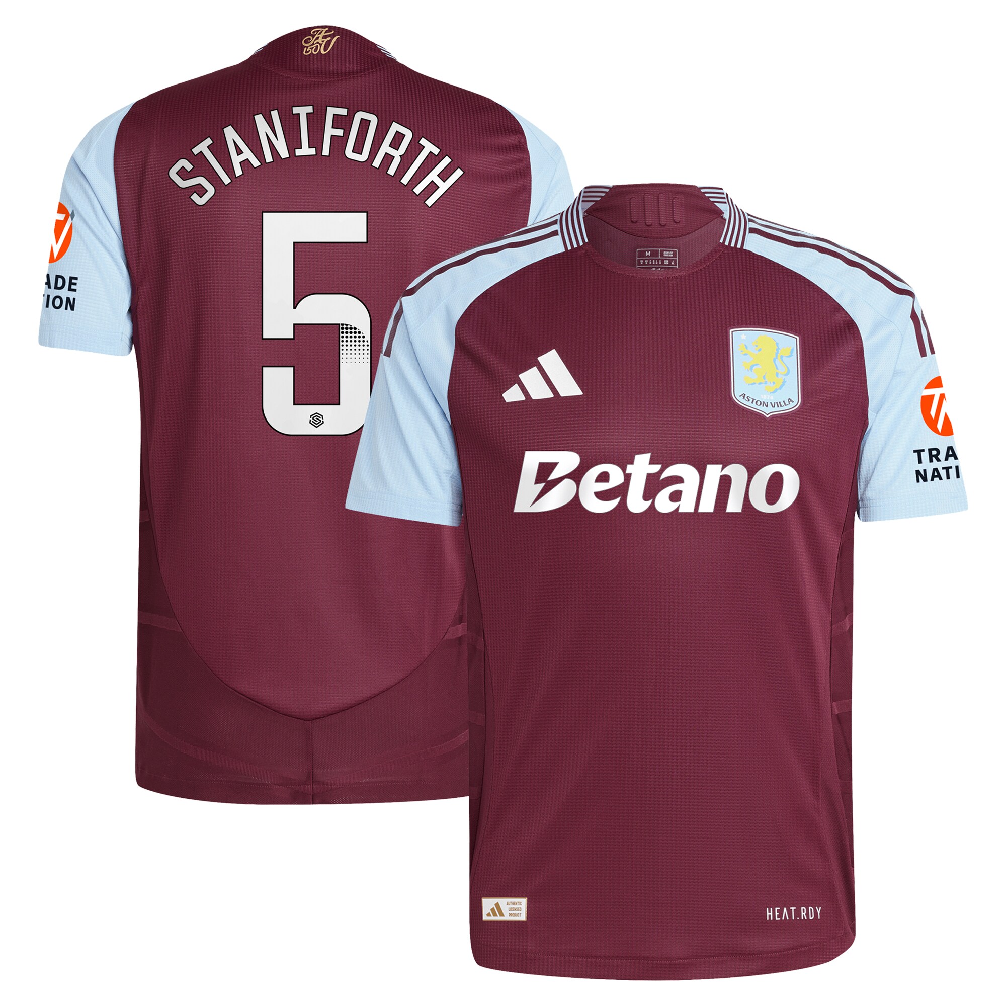 aston villa wsl adidas home authentic shirt 2024-25 with staniforth 5 printing Collection | Official Aston Villa Kits for Fans