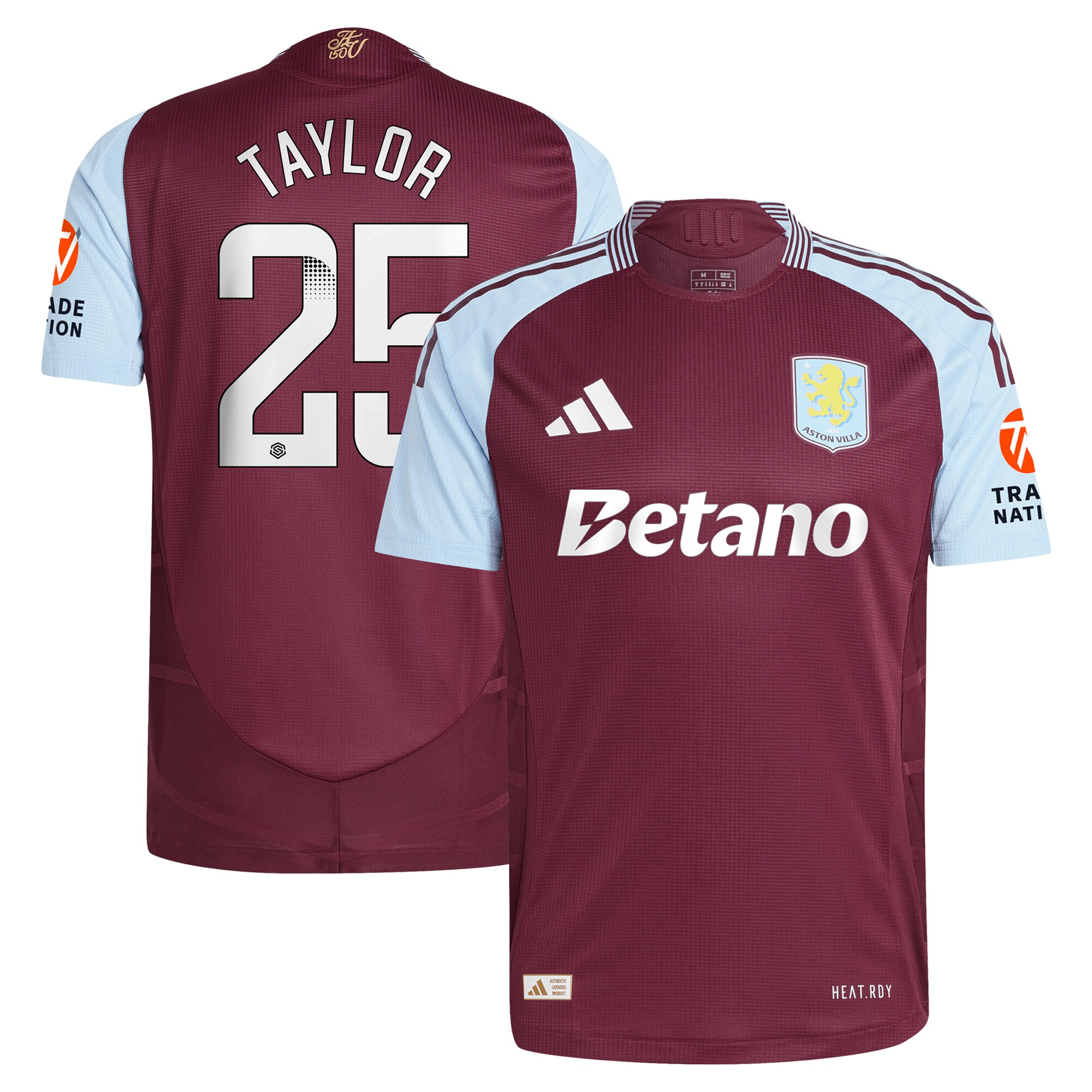 aston villa wsl adidas home authentic shirt 2024-25 with taylor 25 printing Collection | Official Aston Villa Kits for Fans