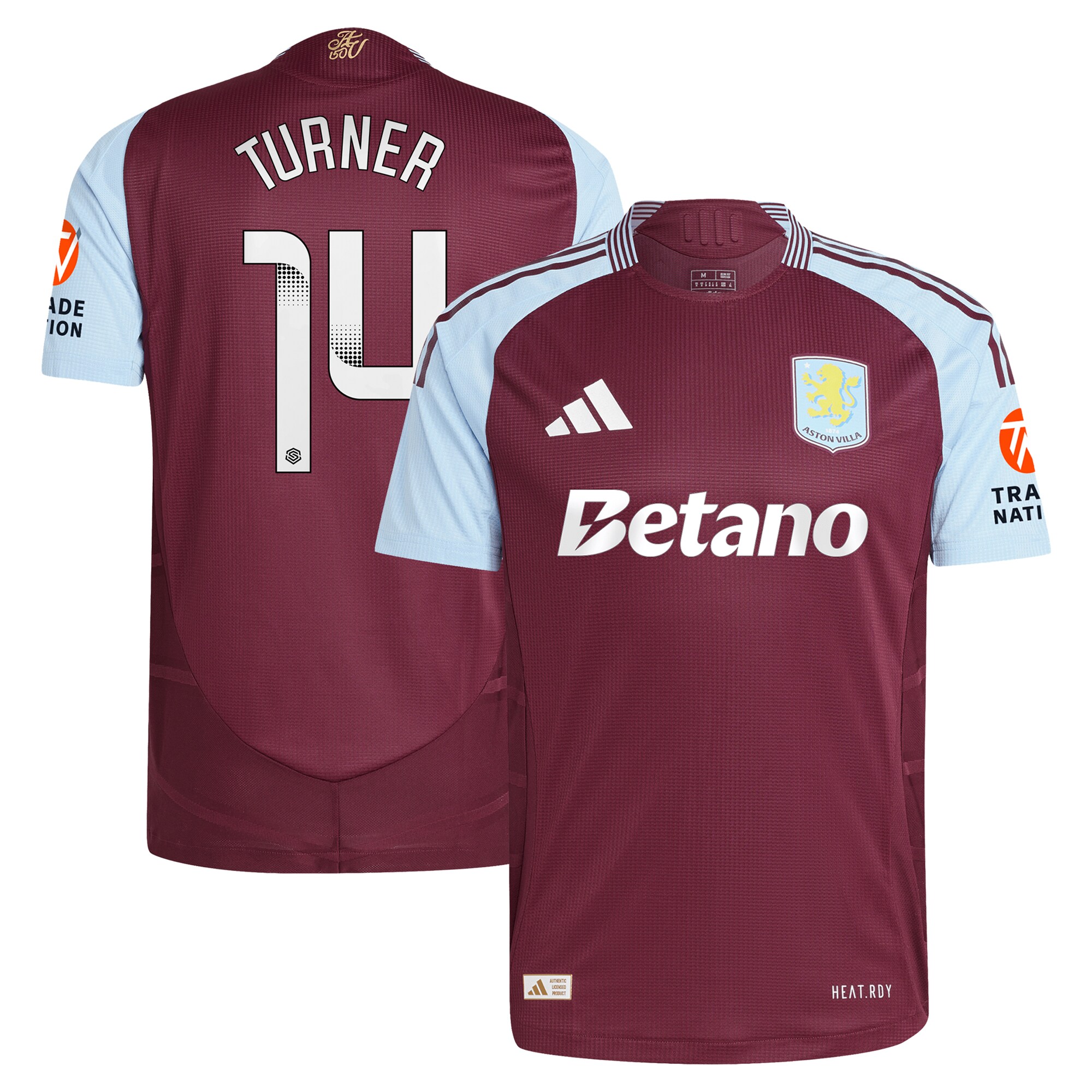 aston villa wsl adidas home authentic shirt 2024-25 with turner 14 printing Collection | Official Aston Villa Kits for Fans