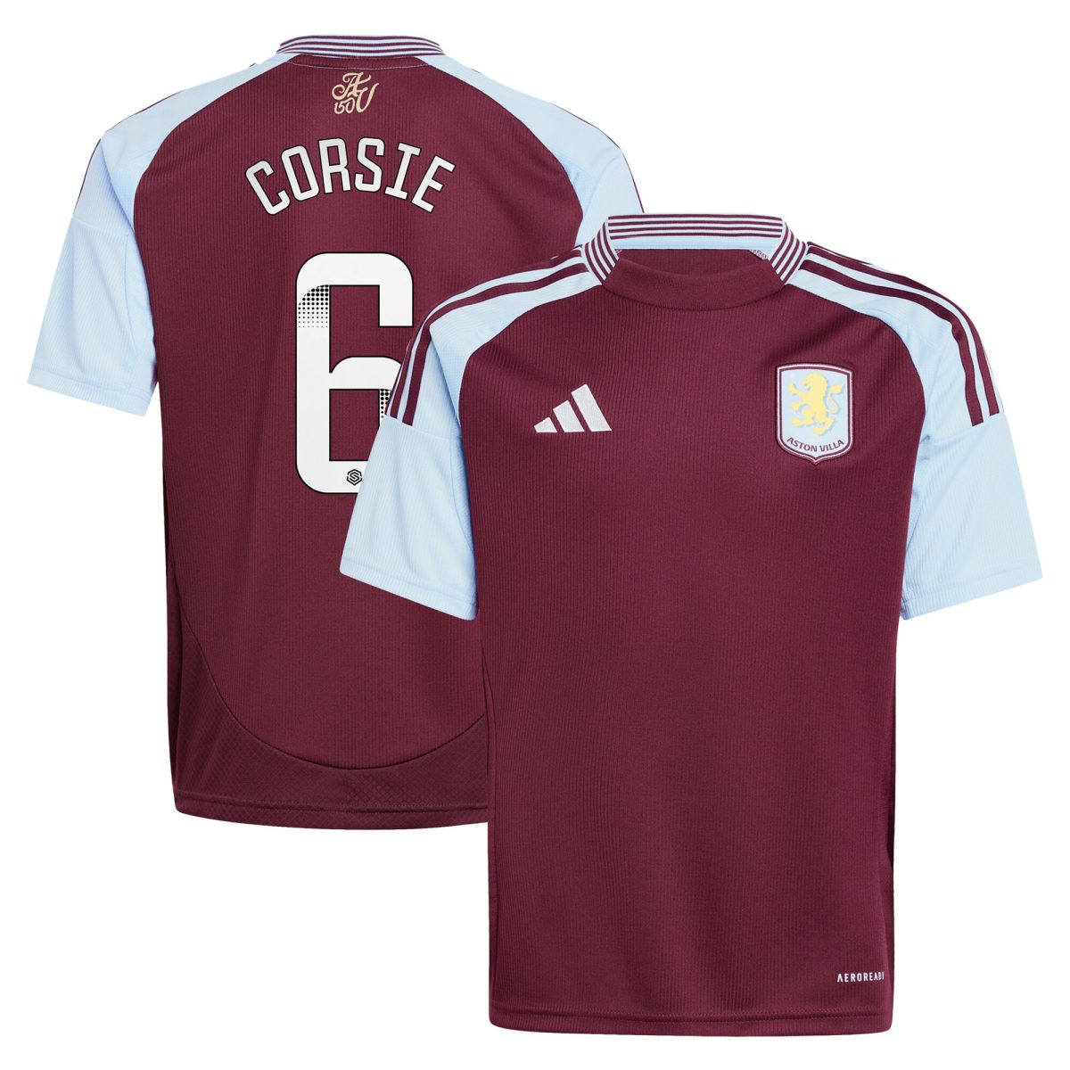 aston villa wsl adidas home shirt 2024-25 – kids with corsie 6 printing Collection | Official Aston Villa Kits for Fans