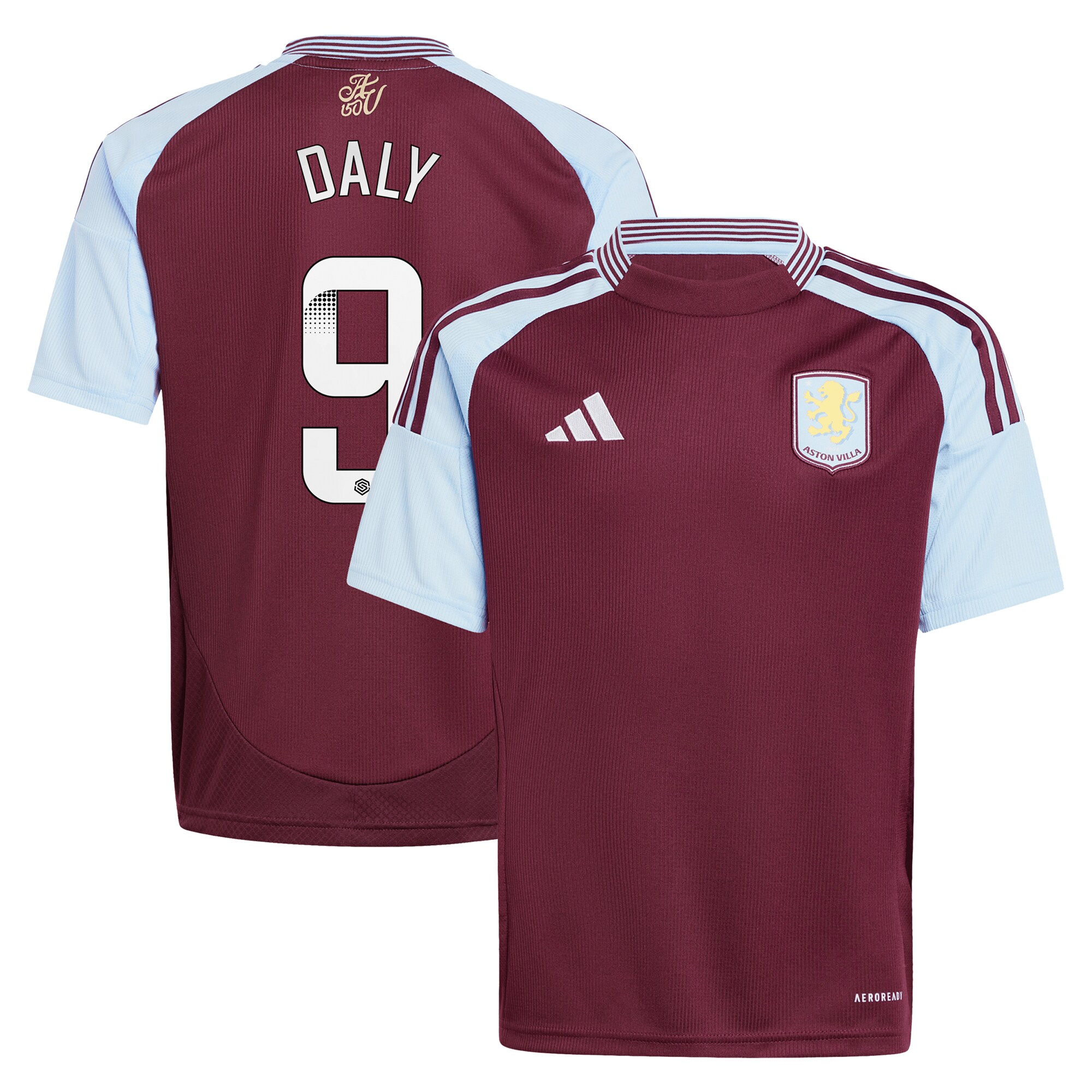 aston villa wsl adidas home shirt 2024-25 – kids with daly 9 printing Collection | Official Aston Villa Kits for Fans