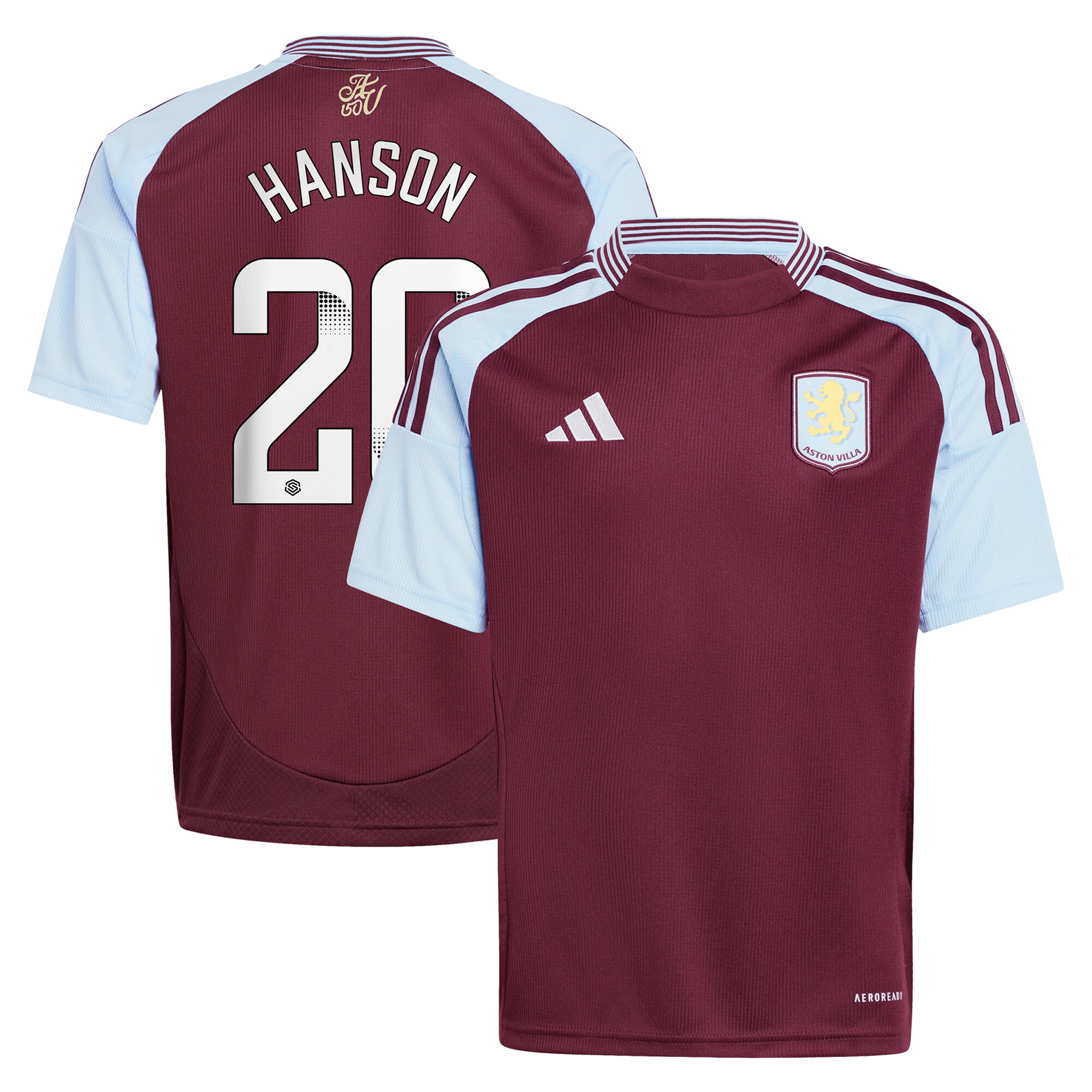 aston villa wsl adidas home shirt 2024-25 – kids with hanson 20 printing Collection | Official Aston Villa Kits for Fans