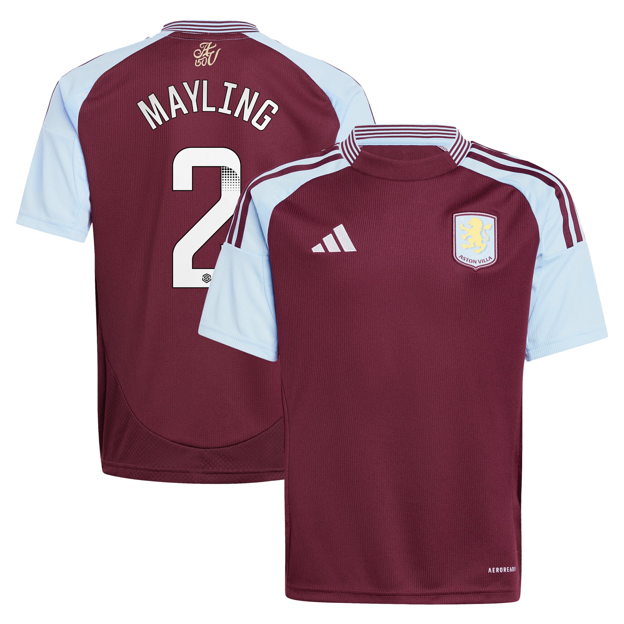 aston villa wsl adidas home shirt 2024-25 – kids with mayling 2 printing Collection | Official Aston Villa Kits for Fans