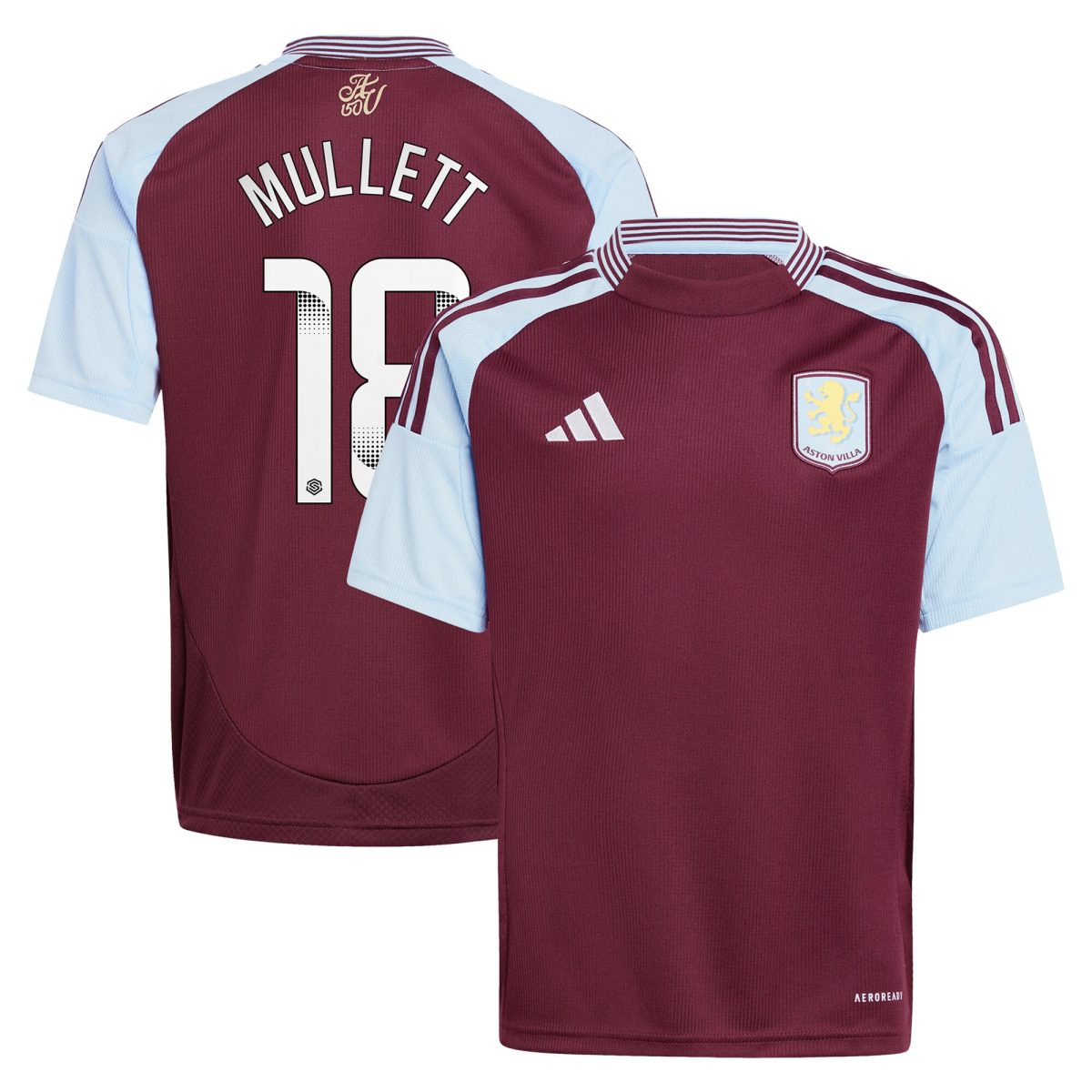 aston villa wsl adidas home shirt 2024-25 – kids with mullett 18 printing Collection | Official Aston Villa Kits for Fans