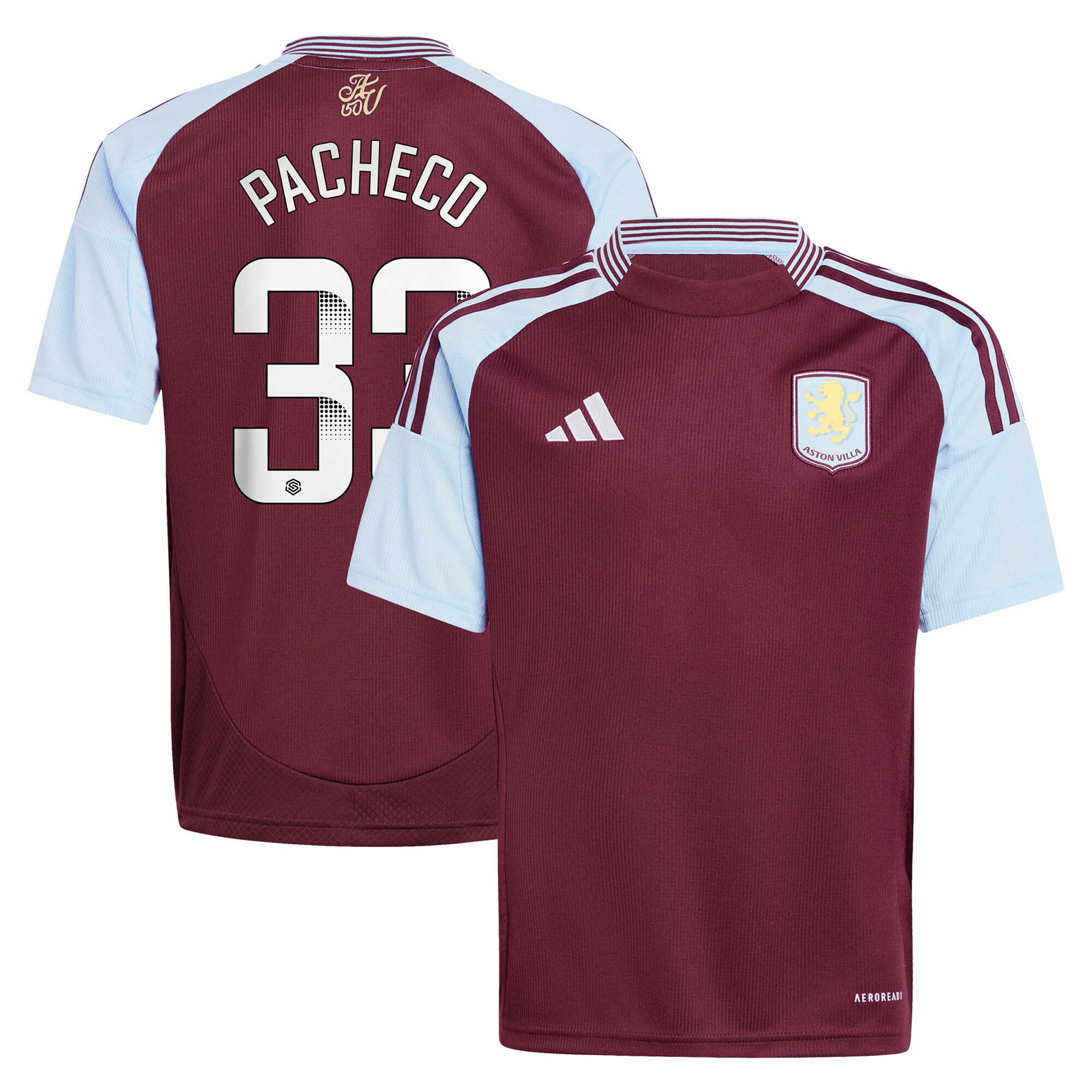 aston villa wsl adidas home shirt 2024-25 – kids with pacheco 33 printing Collection | Official Aston Villa Kits for Fans
