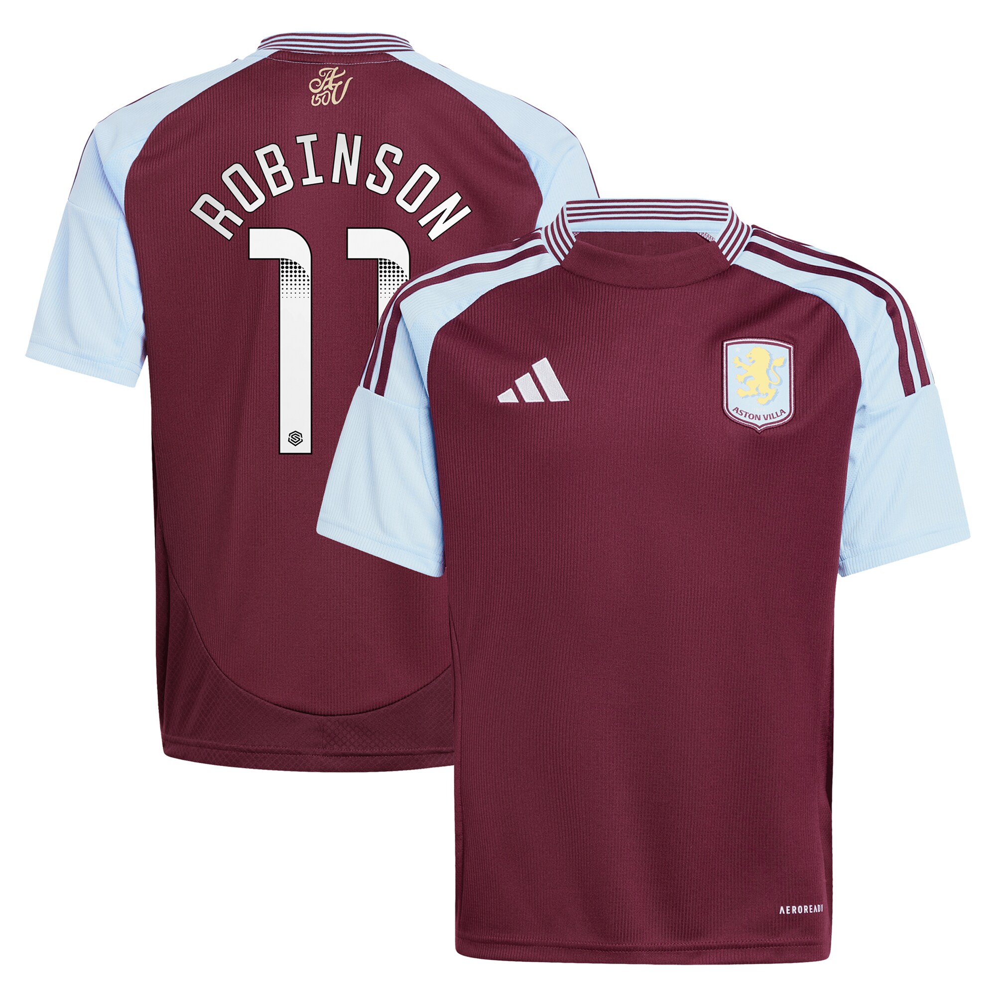 aston villa wsl adidas home shirt 2024-25 – kids with robinson 11 printing Collection | Official Aston Villa Kits for Fans