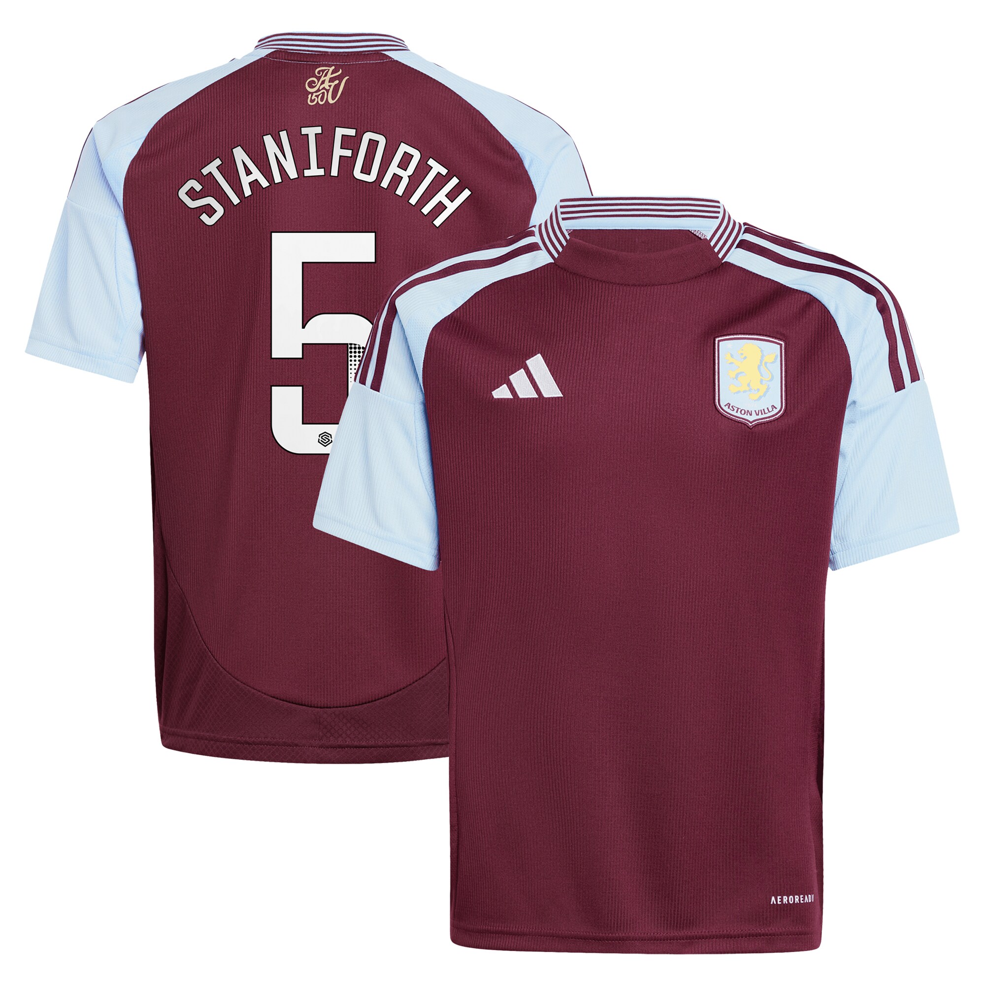 aston villa wsl adidas home shirt 2024-25 – kids with staniforth 5 printing Collection | Official Aston Villa Kits for Fans