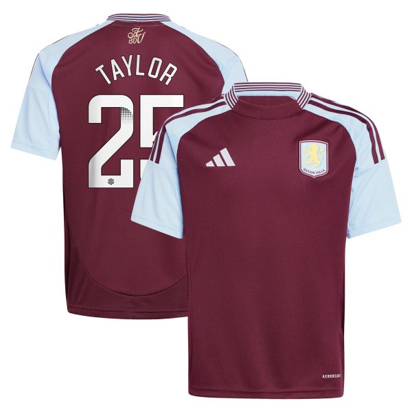 aston villa wsl adidas home shirt 2024-25 – kids with taylor 25 printing Collection | Official Aston Villa Kits for Fans