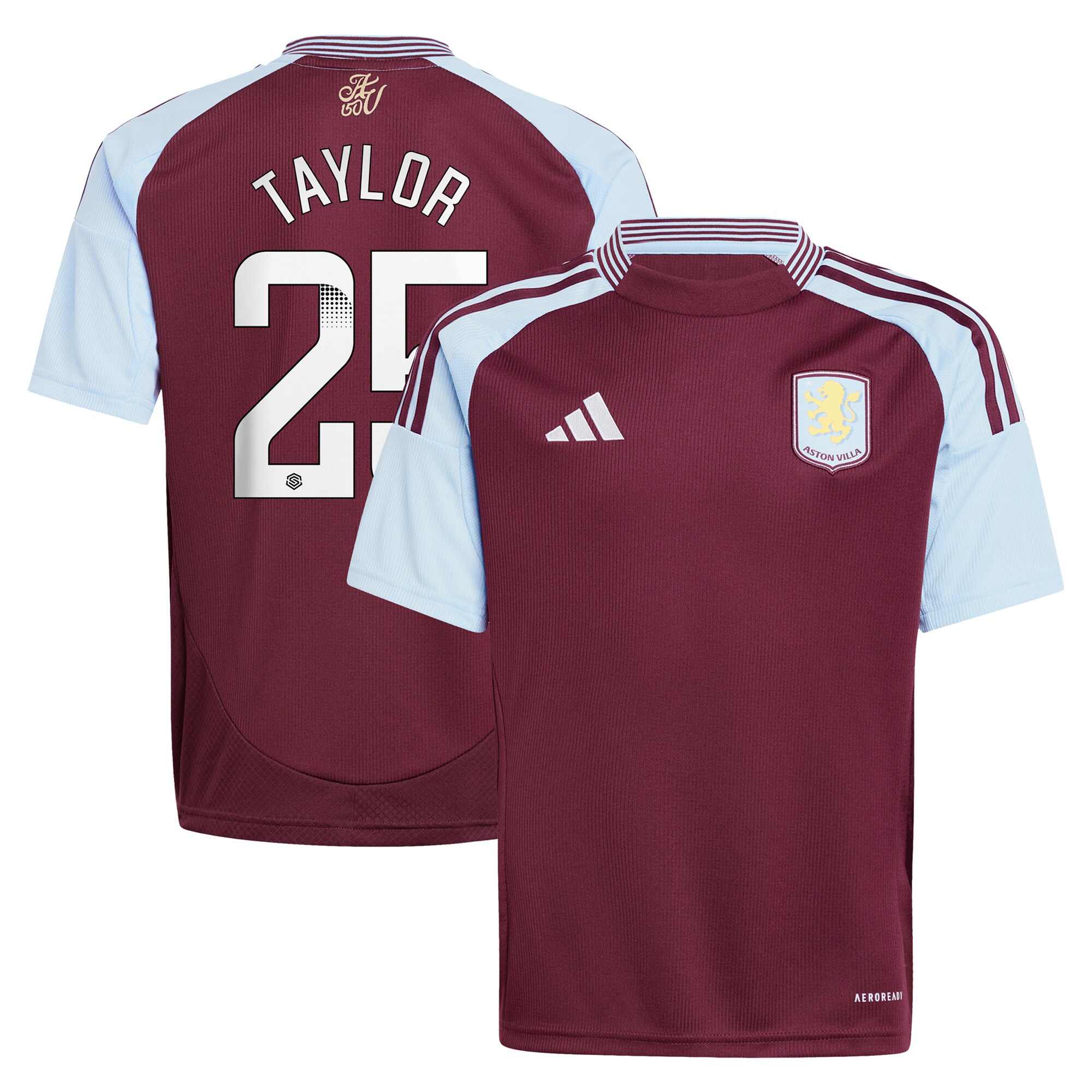 aston villa wsl adidas home shirt 2024-25 – kids with taylor 25 printing Collection | Official Aston Villa Kits for Fans