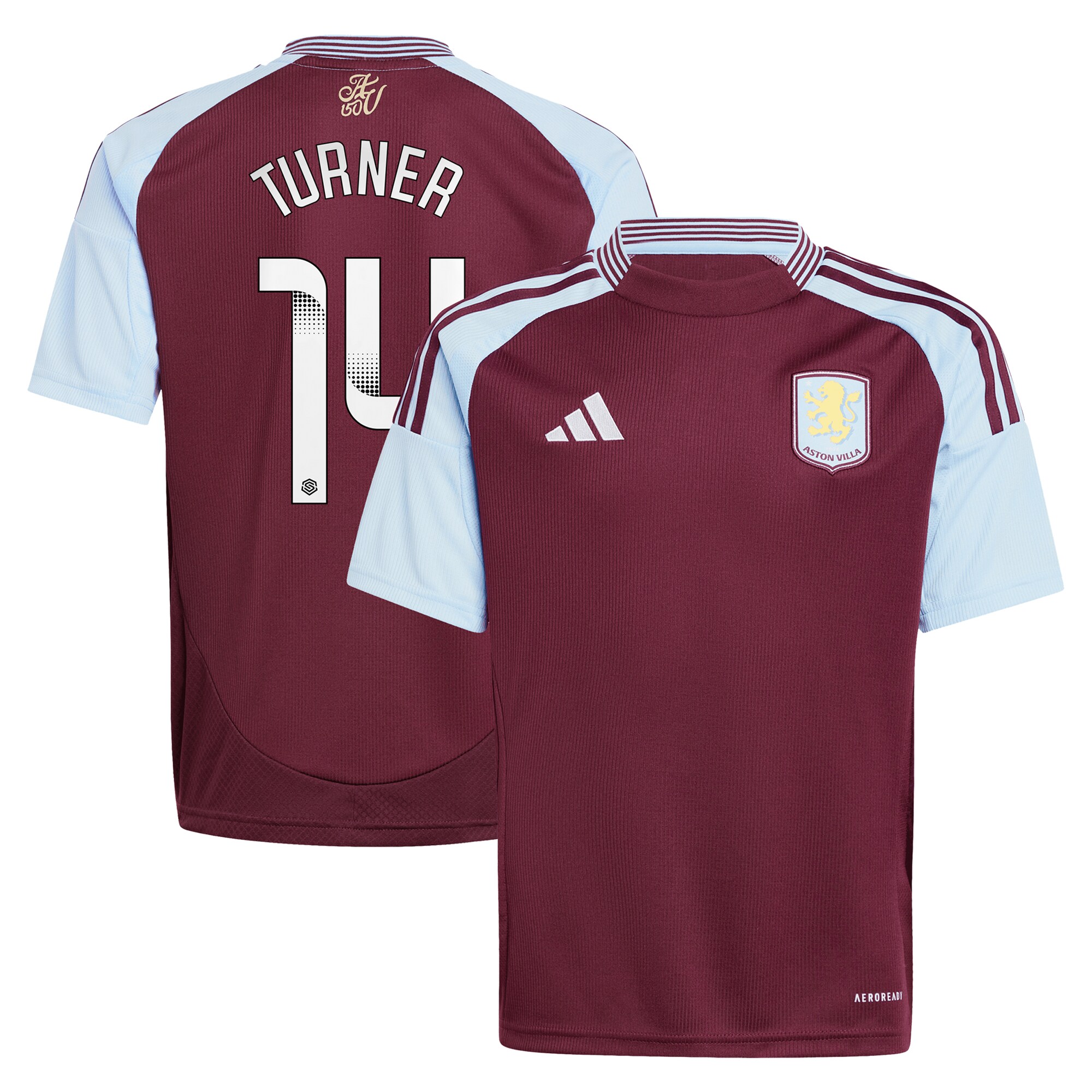 aston villa wsl adidas home shirt 2024-25 – kids with turner 14 printing Collection | Official Aston Villa Kits for Fans