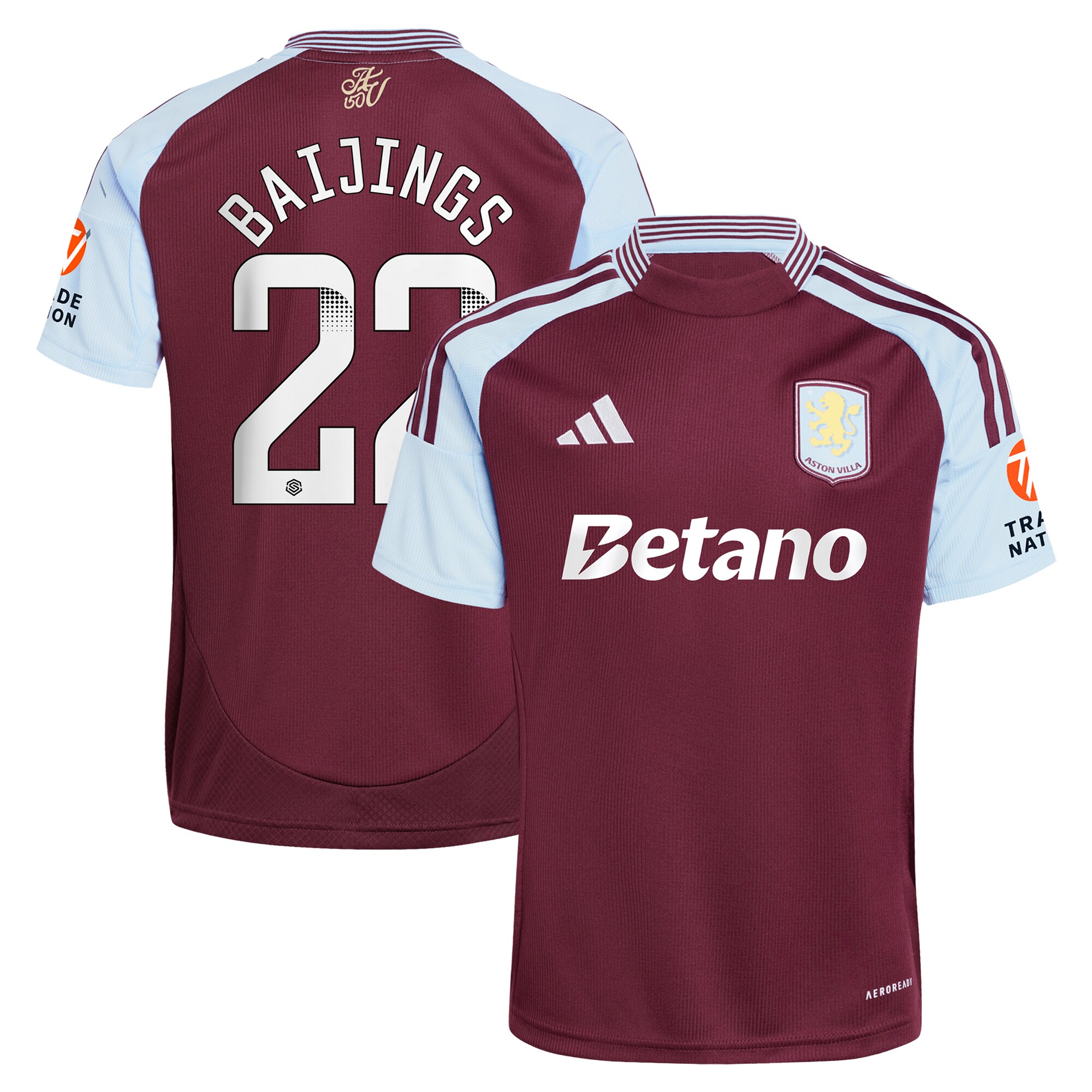 aston villa wsl adidas home shirt 2024-25 with baijings 22 printing Collection | Official Aston Villa Kits for Fans