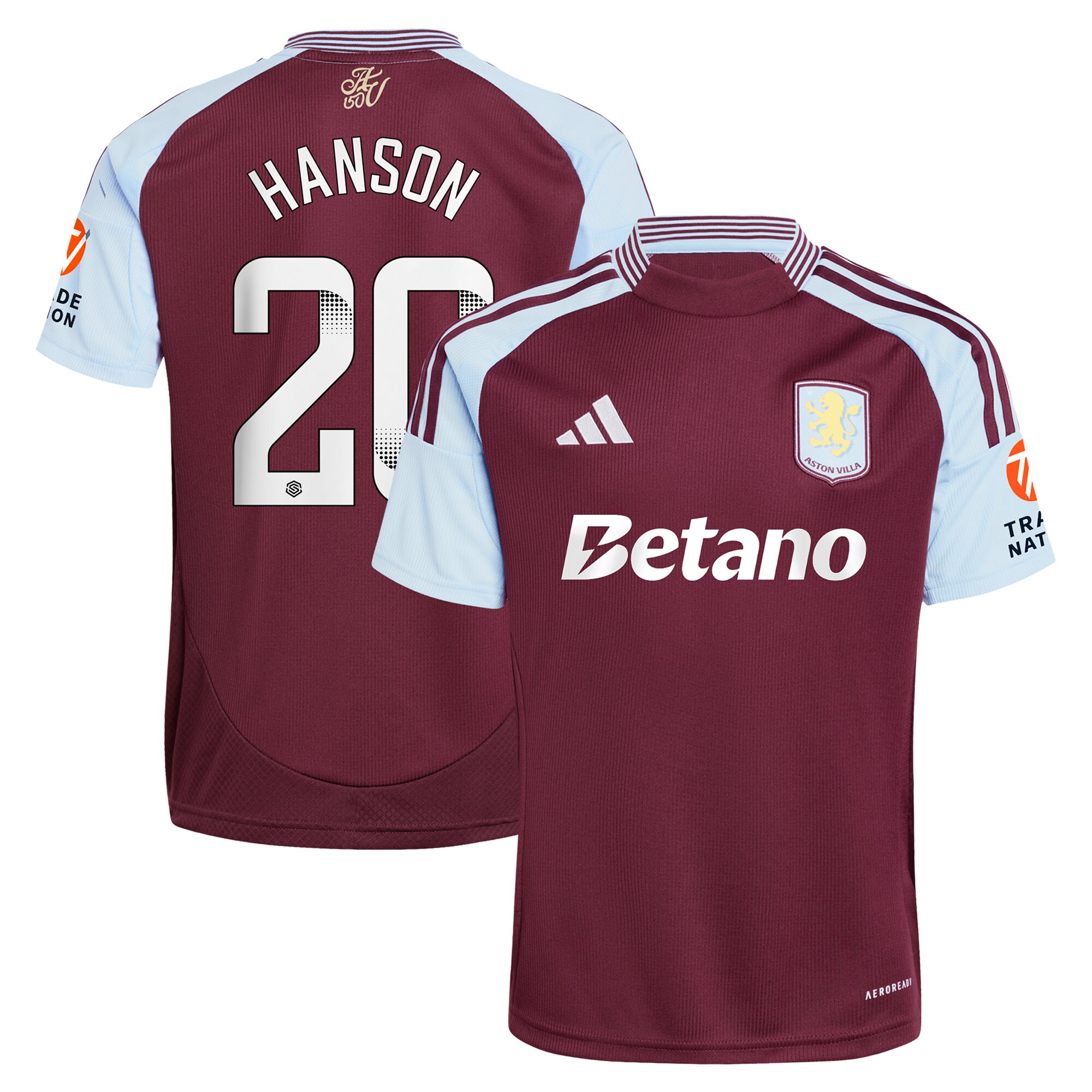 aston villa wsl adidas home shirt 2024-25 with hanson 20 printing Collection | Official Aston Villa Kits for Fans