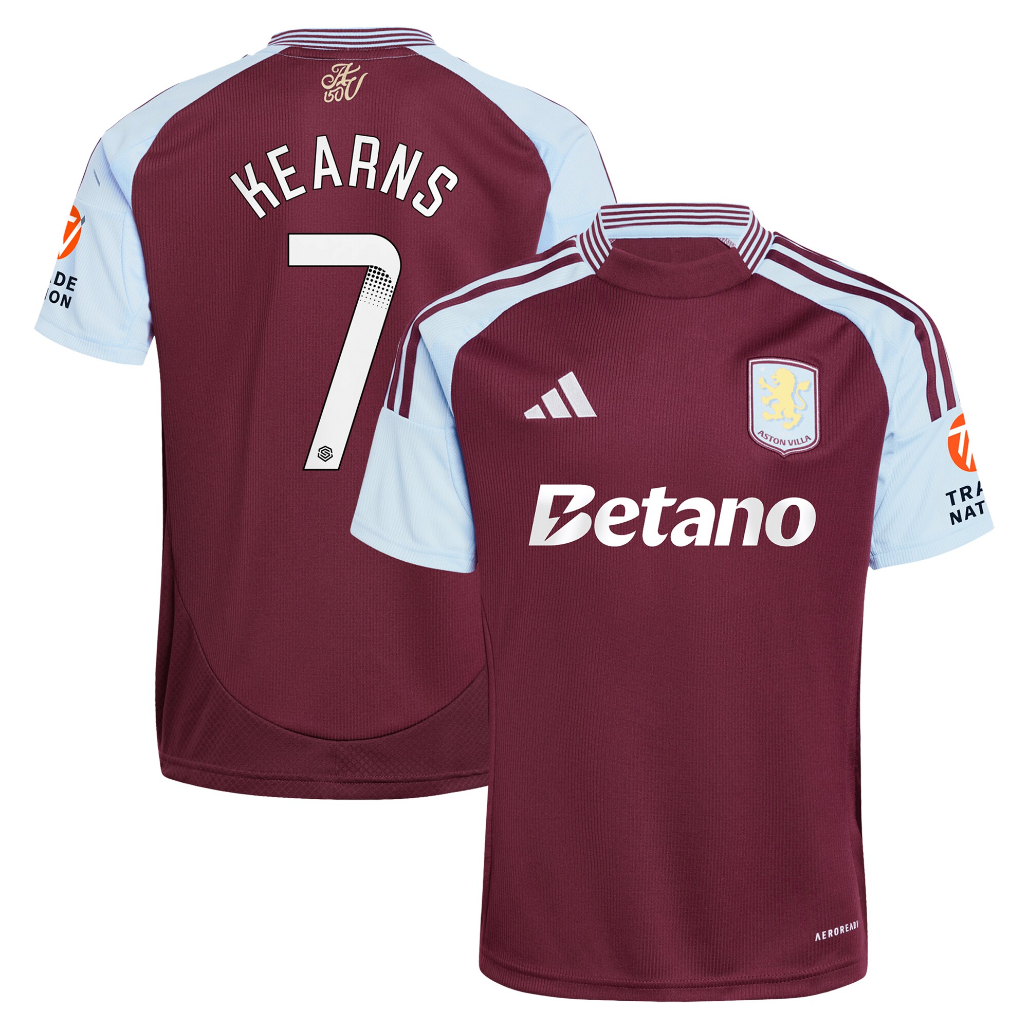 aston villa wsl adidas home shirt 2024-25 with kearns 7 printing Collection | Official Aston Villa Kits for Fans