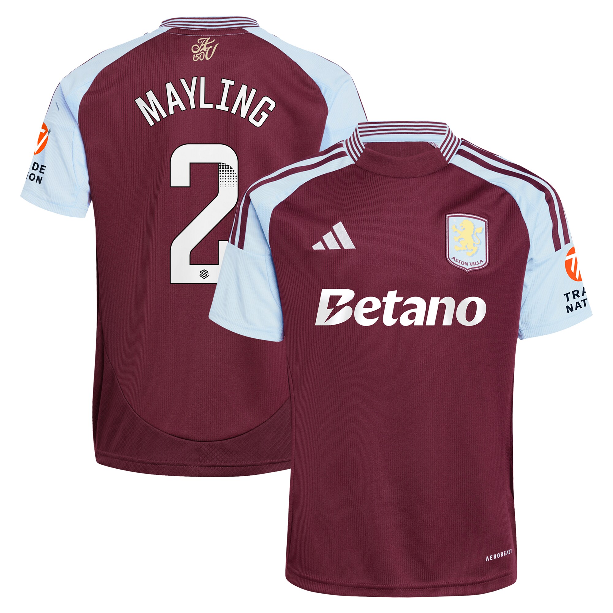 aston villa wsl adidas home shirt 2024-25 with mayling 2 printing Collection | Official Aston Villa Kits for Fans