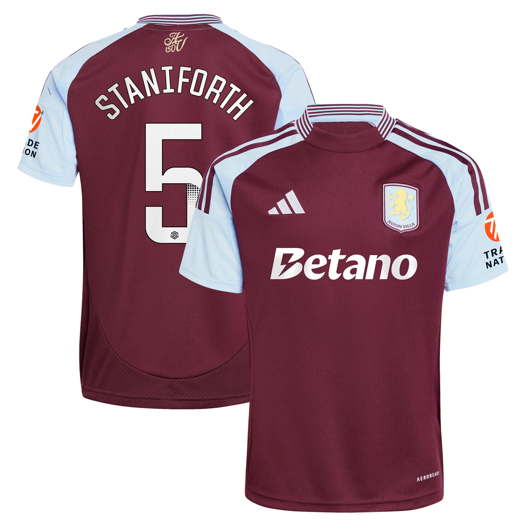 aston villa wsl adidas home shirt 2024-25 with staniforth 5 printing Collection | Official Aston Villa Kits for Fans
