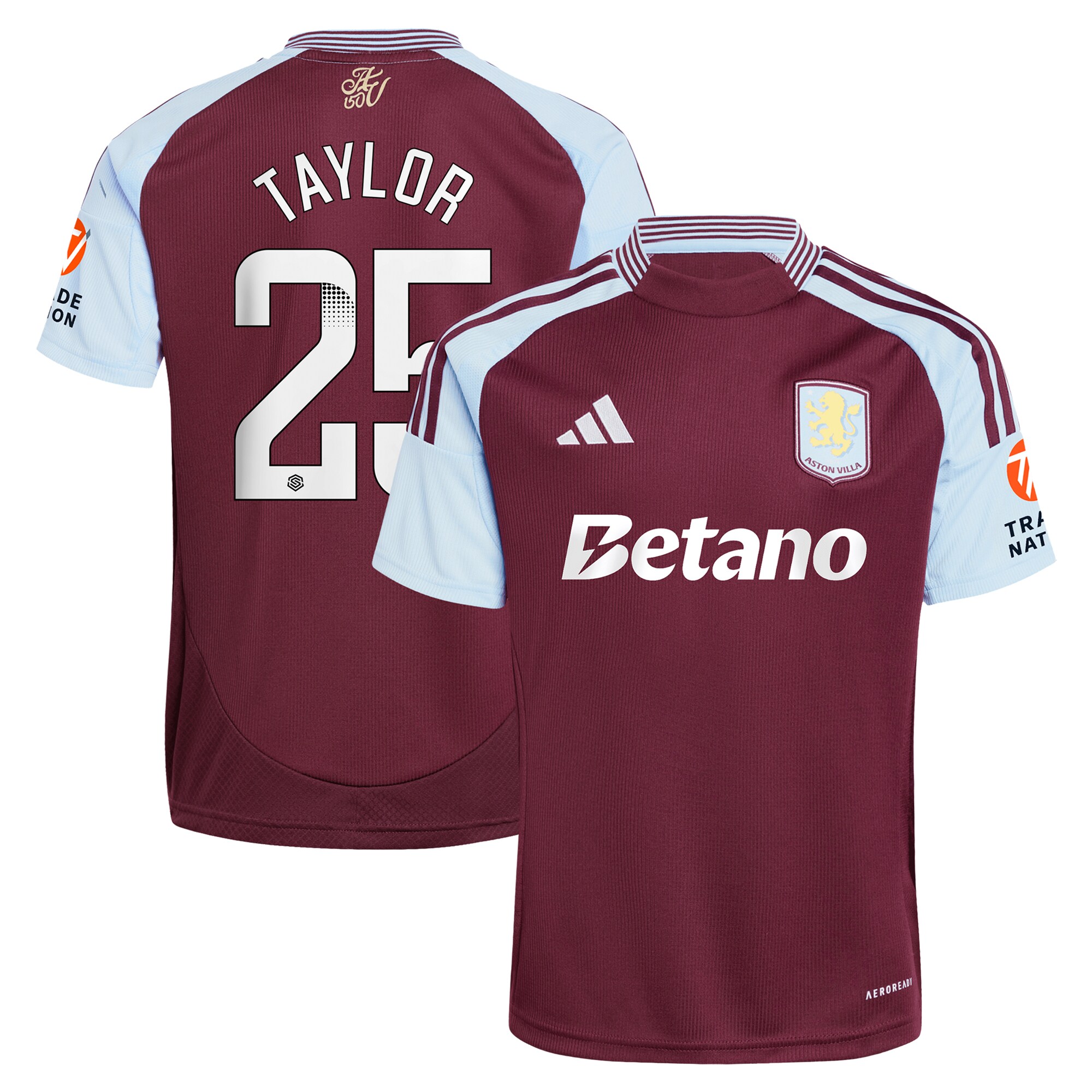 aston villa wsl adidas home shirt 2024-25 with taylor 25 printing Collection | Official Aston Villa Kits for Fans
