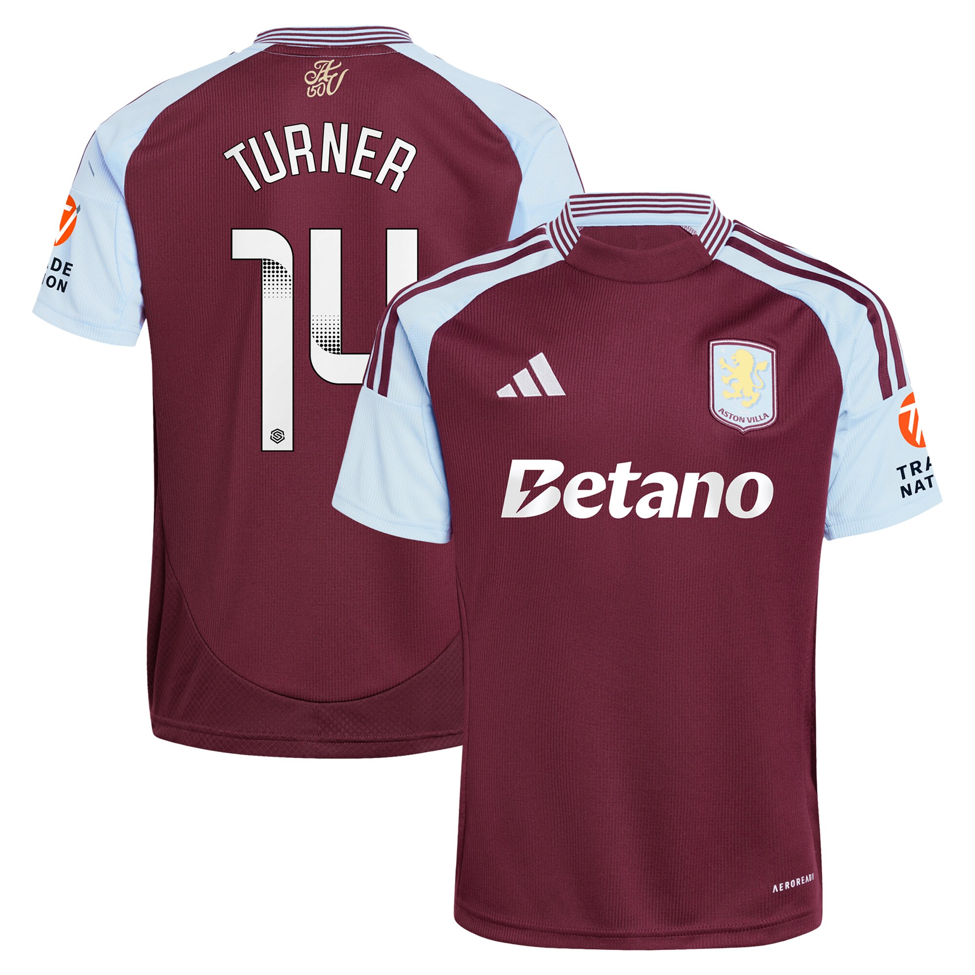 aston villa wsl adidas home shirt 2024-25 with turner 14 printing Collection | Official Aston Villa Kits for Fans