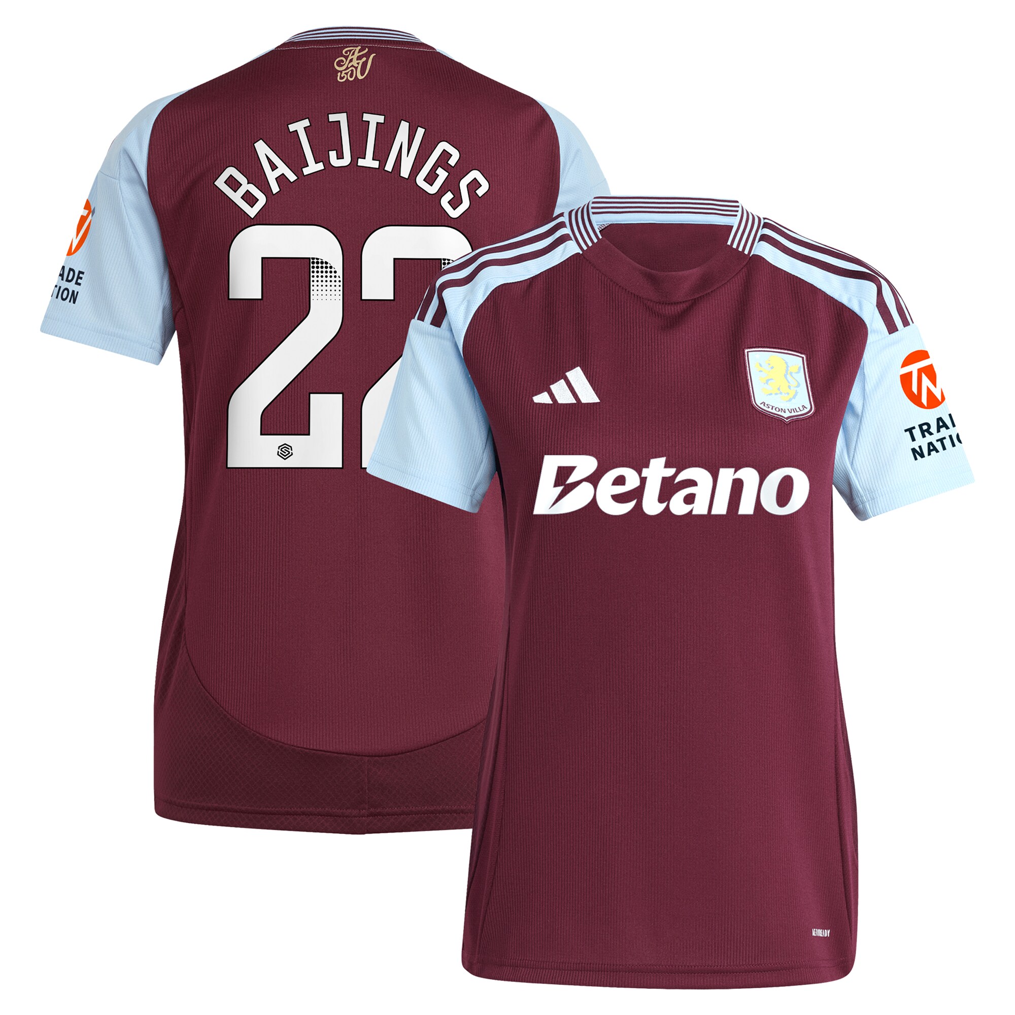 aston villa wsl adidas home shirt 2024-25 – womens with baijings 22 printing Collection | Official Aston Villa Kits for Fans