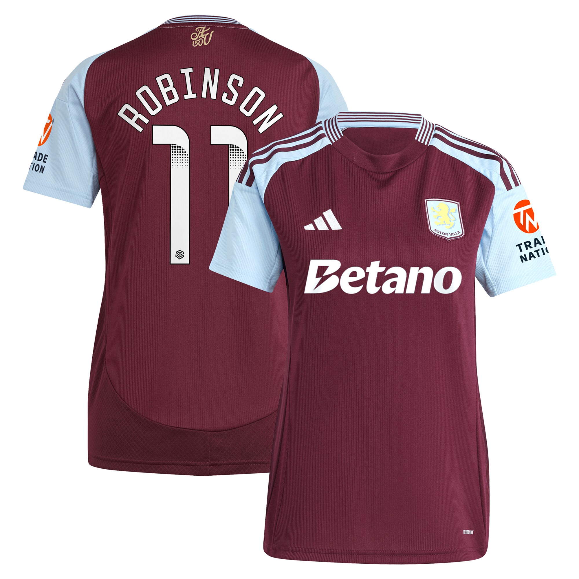 aston villa wsl adidas home shirt 2024-25 – womens with robinson 11 printing Collection | Official Aston Villa Kits for Fans