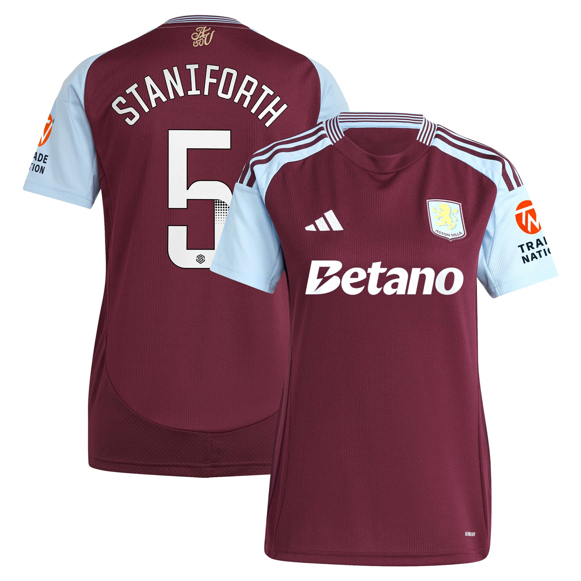 aston villa wsl adidas home shirt 2024-25 – womens with staniforth 5 printing Collection | Official Aston Villa Kits for Fans