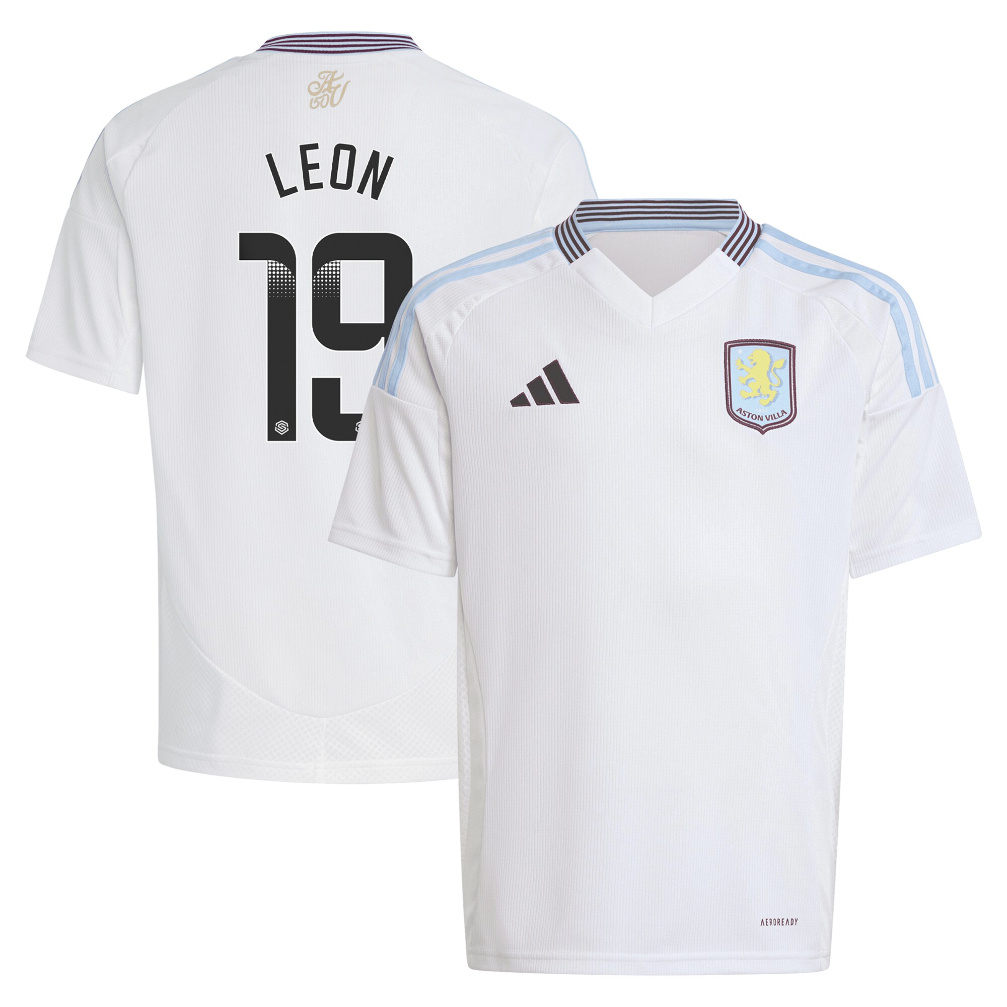 aston villa wsl away shirt 2024-25 – kids with leon 19 printing Collection | Official Aston Villa Kits for Fans